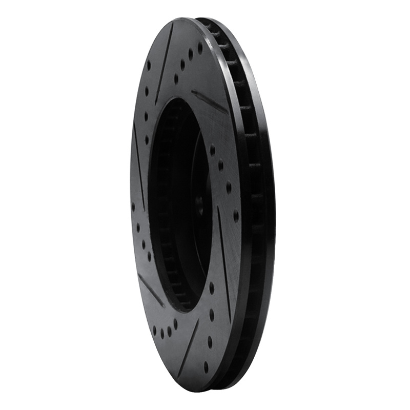 Chrysler Neon Brake Rotor (1) - Front Right - R1 Concepts - Drilled & Slotted - Black - `00-`05